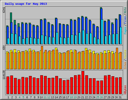 Daily usage for May 2013